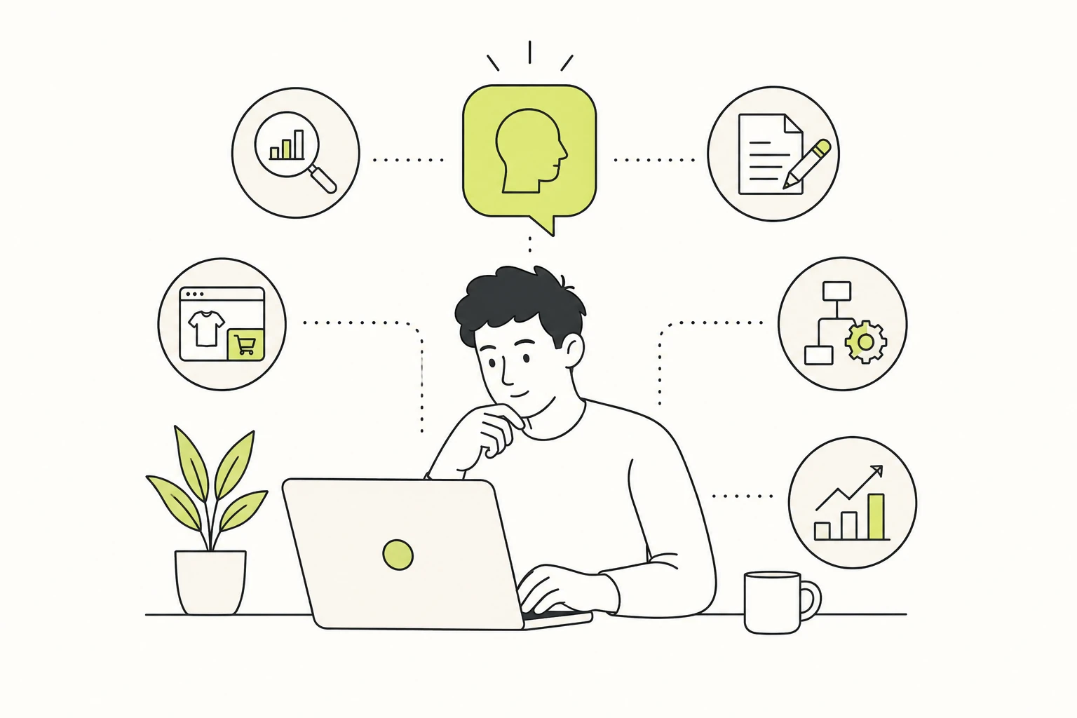 Claude utilizado como asistente para código, contenido, organización y revisión de un pequeño negocio