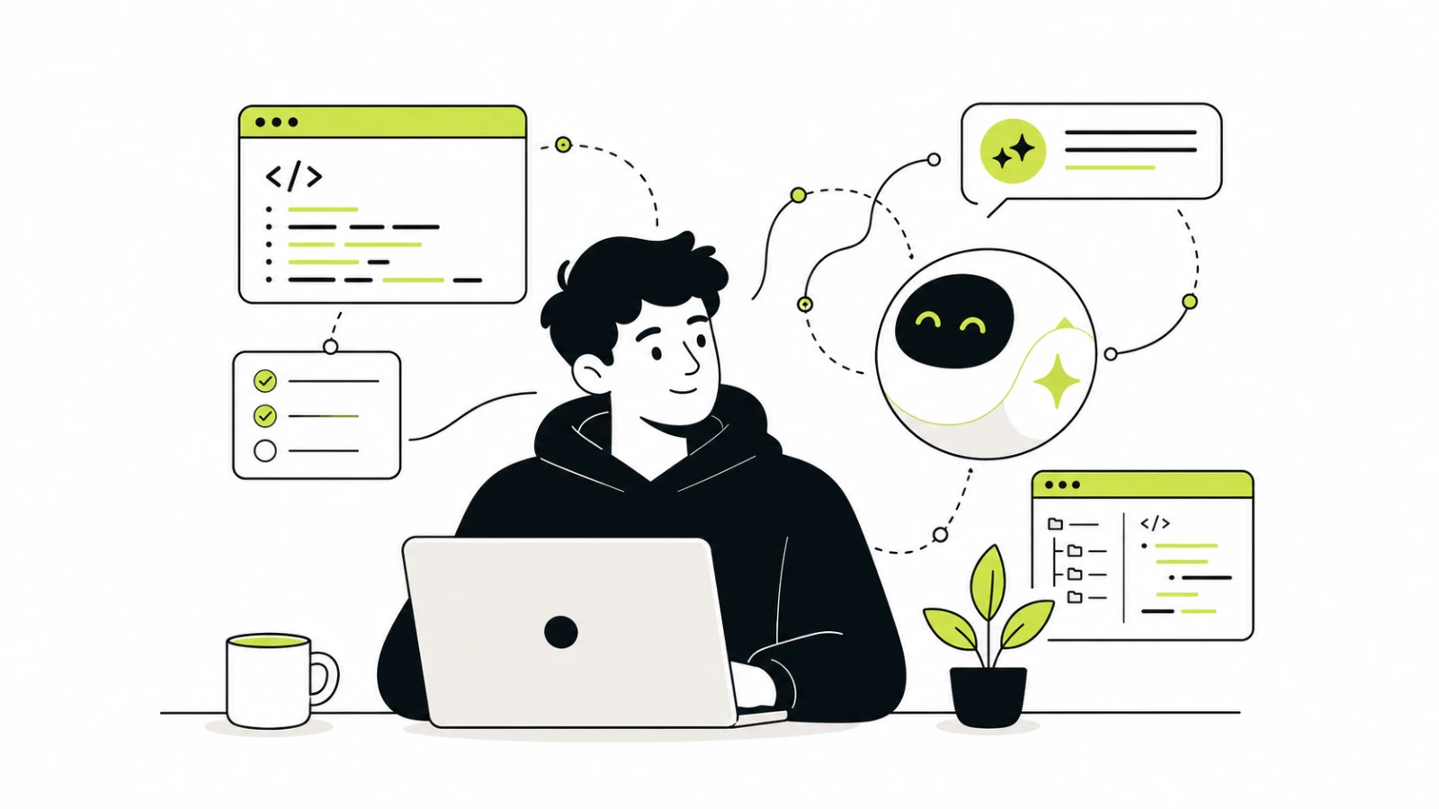 Bloques de software asistidos por inteligencia artificial con controles, pruebas y revisión humana